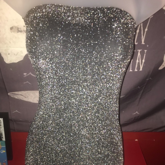 silver tube top dress